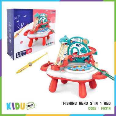Mainan Anak Pancing Memancing Pancingan Ikan / Fishing Hero 3 in 1 Kid - Red