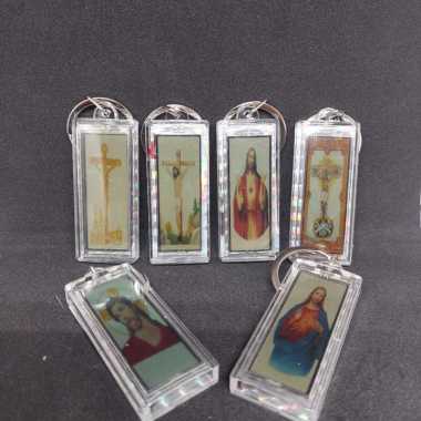 GANTUNGAN KUNCI AKRILIK HOLOGRAM KEDIP GAMBAR TUHAN YESUS GANTUNGAN KUNCI UNIK GAMBAR YESUS
