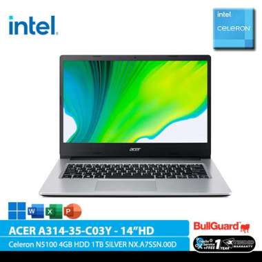 ACER ASPIRE 3 A314-35-C03Y (14"HD, Celeron Quad Core N5100,4GB,HDD 1TB,WIN 11 SILVER NX.A7SSN.00D)