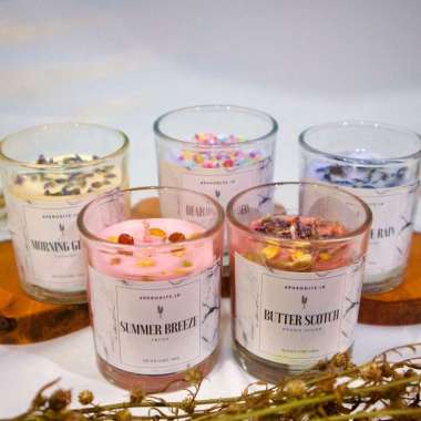 Lilin Aromaterapi Dried Flower - Scented Candle - Souvenir - Hampers Wedding - Lilin Pewangi - Aphro