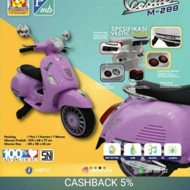 MOTOR AKI MAINAN ANAK VESPA MATIC SCOOTER VESTIC PMB M288