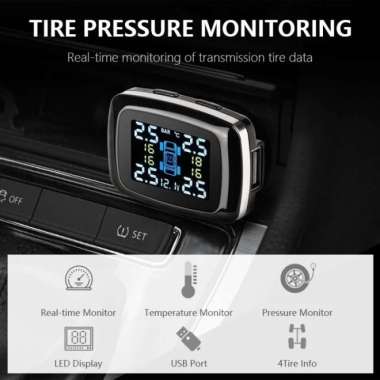 Solar Lighter TPMS + USB Charger Pengukur Tekanan Angin Ban Mobil ORIGINAL 100 % Multicolor