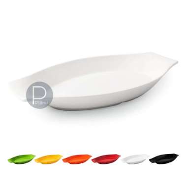 Piring Oval Melamin 10 inch - Piring Saji - Piring Panjang - Piring Melamin - Pr1613 Putih