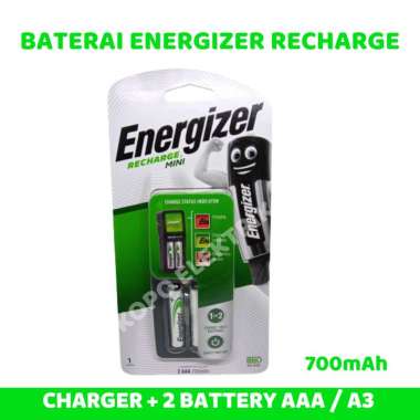Charger Energizer AA / AAA + 2 pcs Baterai AAA 700Mah RECHARGE