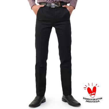 Xellano Celana Panjang Formal Pria Bahan Kain Dasar Twill Hitam Kerja Kantor 27-36 32 Hitam
