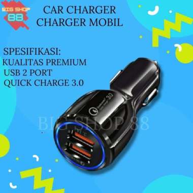 CAR CHARGER CAS HP MOBIL USB 2 PORT QUICK CHARGER FAST CHARGER