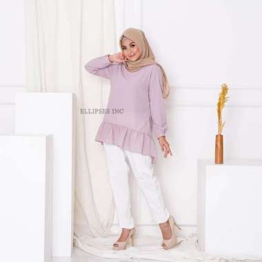 ELLIPSESINC Atasan Muslim Terbaru /Blouse Muslim Idul Fitri /Syafiqah Blouse L LILAC / ABU