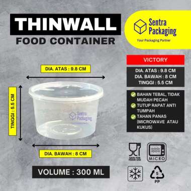 Victory - Thinwall Bulat 300ml / Mangkok Plastik / Packaging - VICTORY - PACK