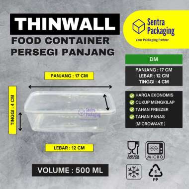 DM - Kotak Makan Plastik 500ml / Thinwall / Food Container - DM- PACK