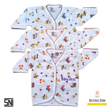 FIYELI [3 pcs] Baju Bayi Perempuan Laki 0-6 Bulan Newborn Baru Lahir Panjang Piko Full Print SNI 0-6