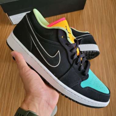Air Jordan 1 Low SE Black Aurora Green Laser Orange || bred green toe