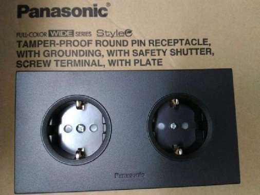 Saklar Engkel Stop Panasonic / Saklar Double Plus Stop Kontak Black Double + Stop