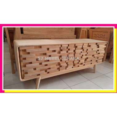 Bufet meja Tv minimalis modern kayu jati mentahan