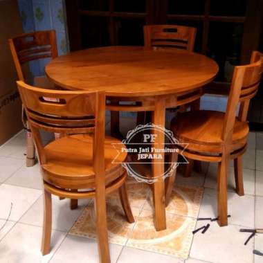 Furniture Jati Meja Makan Kayu Jati Model Bundar - Meja Makan Termurah