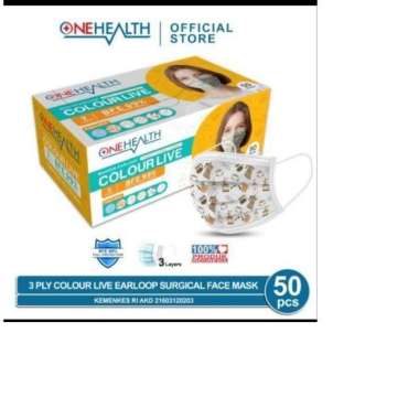 Masker OneHealth motif / masker medis onehealth motif / masker onehealth colourlive
