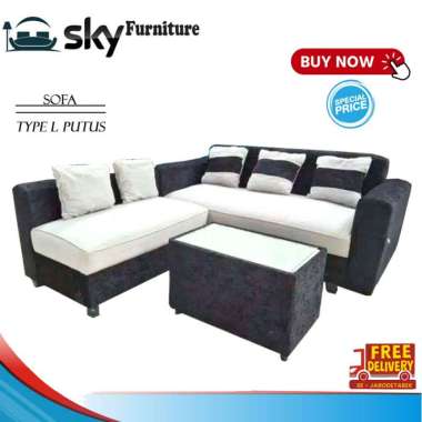 GRATIS ONGKIR JABODETABEK! Sofa L putus - Sofa Minimalis hitam putih