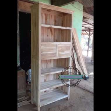 Rak Piring/ Gerabah Kayu Jati - Lemari Dapur Laci Mentahan