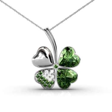 Four Leaf Clover Kalung Kristal - Her Jewellery Crystal Green