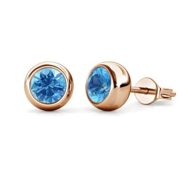 Birth Stone Moon RG Earring Anting Crystal by Her Jewellery - Blue Topaz