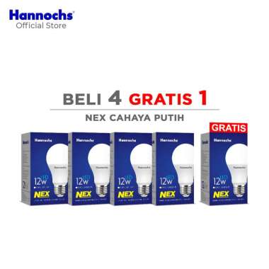Hannochs Lampu LED NEX 12W Cahaya Putih (4 Gratis 1)