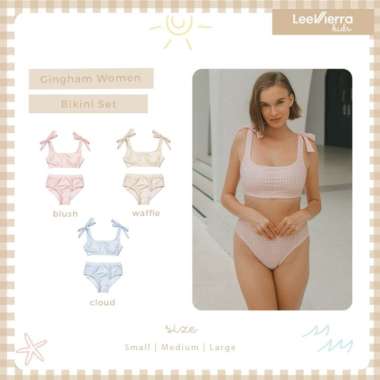Gingham Women Bikini, Baju Renang Wanita M Brown Waffle