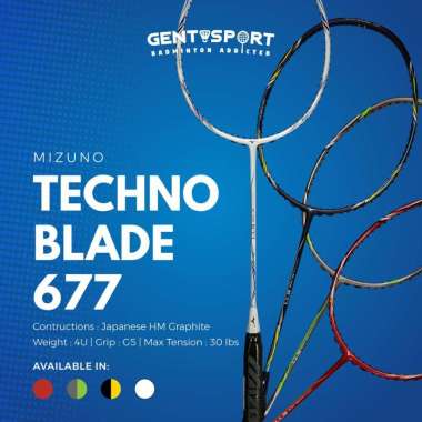 Mizuno Technoblade 677 Bonus Tas Raket Badminton Navy Yellow