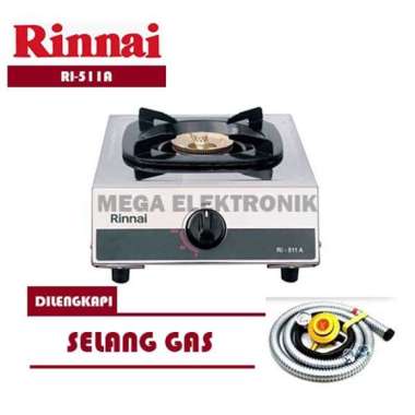 RINNAI RI-511A Kompor Gas 1 tungku Stainless Paket Selang Gas Paket Regulator