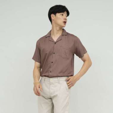 Kemeja bowling shirt pria lengan pendek mocca houseofcuff XL