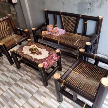 kursi ruang tamu santai bahan dari bambu hitam