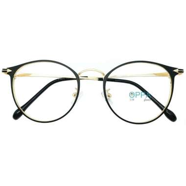 Oppa Glasses OPPA OP29 BLGD Korea Frame Bulat Kacamata Unisex - Black Gold