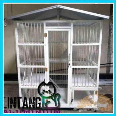 Kandang Kucing Aluminium Minimalis Tingkat 2 model rumah