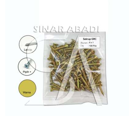 SEKRUP GRC 6 x 1 - BAUT SKRUP KALSIBOARD KUNING ISI 100 PCS