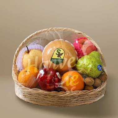 PARCEL HAMPERS BUAH MODEL KERANJANG + Free Kartu Ucapan [HARVEST LINE] Kecil