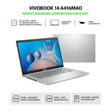 ASUS A416MAO-HD421 N4020/4GB/256GB/14.0/BLK/WIN10+OHS2019/TRANSPARANT SILVER