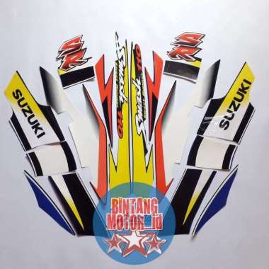 STICKER STRIPPING MOTOR SUZUKI SMASH 110 SR 2005 / STRIPING SMASH LAMA Hitam Biru