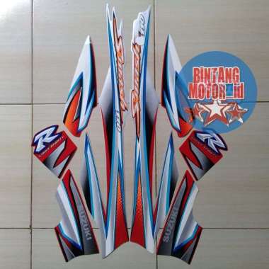 STICKER STRIPPING MOTOR SUZUKI SMASH 110 SR 2005 / STRIPING SMASH LAMA Silver Merah