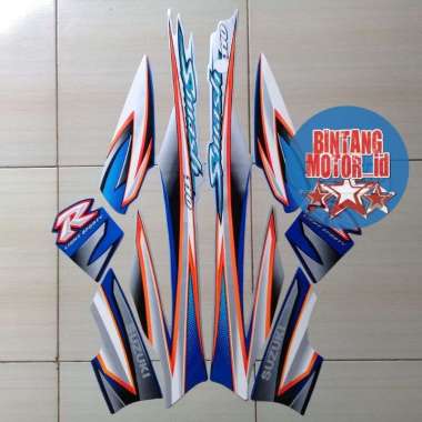 STICKER STRIPPING MOTOR SUZUKI SMASH 110 SR 2005 / STRIPING SMASH LAMA Silver Biru