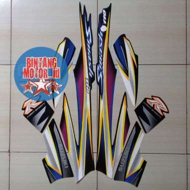 STICKER STRIPPING MOTOR SUZUKI SMASH 110 SR 2005 / STRIPING SMASH LAMA Full Hitam