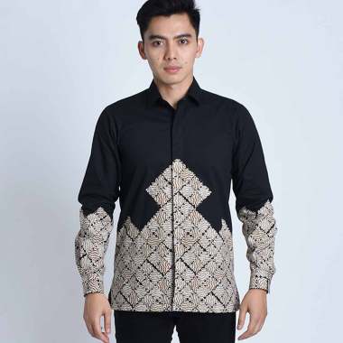 Archipelago Texture Dewananda Kemeja Batik Lengan Panjang Pria Coklat Hitam