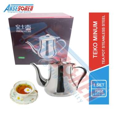 Tea Pot Teko Stainless Steel 1 Set 70oz / Tempat Teh Kopi Elegant Kettle High Quality 2.070ml 70oz /