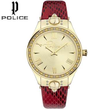 POLICE Pahia PEW-LA2109504 Leather Strap Original Jam Tangan Wanita Red Gold