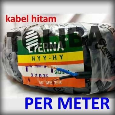 kabel eterna nyyhy 2x0.75 serabut isi 2 per meter / kabel hitam SNI