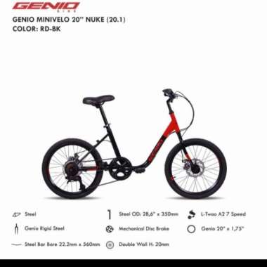 Sepeda Minion 20 Genio Minivelo Nuke Merah Hitam