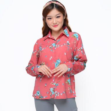 Jfashion Moe Bunga Kemeja Lengan Panjang Wanita M-L Salem