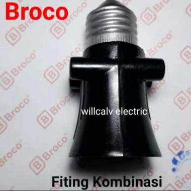 FITING KOMBINASI BROCO - FITING LAMPU BROCO PLUS 2 COLOKAN SAMBUNGAN