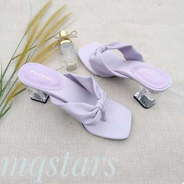 Sandal heels Wanita Jepit Hak kaca 7cm Terbaru 38 peach