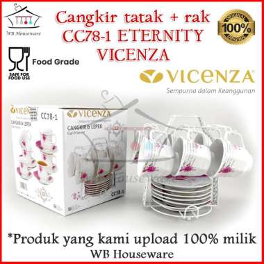 Vicenza Tea Set Cangkir Set Segi Delapan CA78 Original motif magnolia - eternity