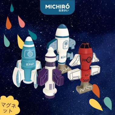 Michiro Mainan Robot Magnet Bongkar Pasang Magnetic Rocket Shell Blue
