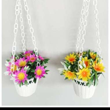 Bunga Dekorasi Gantung + Pot - Bunga plastik Gantung