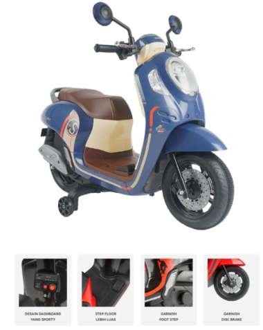 Mainan Anak Motor Aki Listrik Honda Scoopy Kado Anak Pmb m999 m 999 Biru